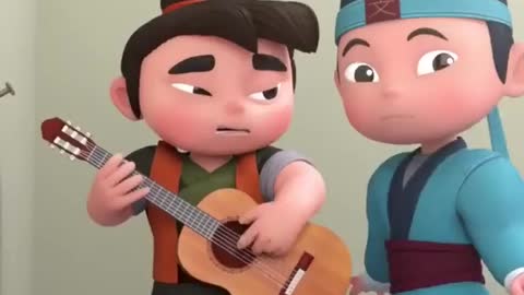 funny cartoon playing guitar