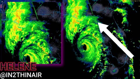 “深層政府DS的邪惡武器06”衛星影像呈現#Hurricane Helene颶風海倫在登陸前、逼近佛羅里達州與北卡西部及阿什維爾都出現#Nexrad雷達波束，明顯呈現有#人工引導轉向！證實#HAARP氣候武器的使用