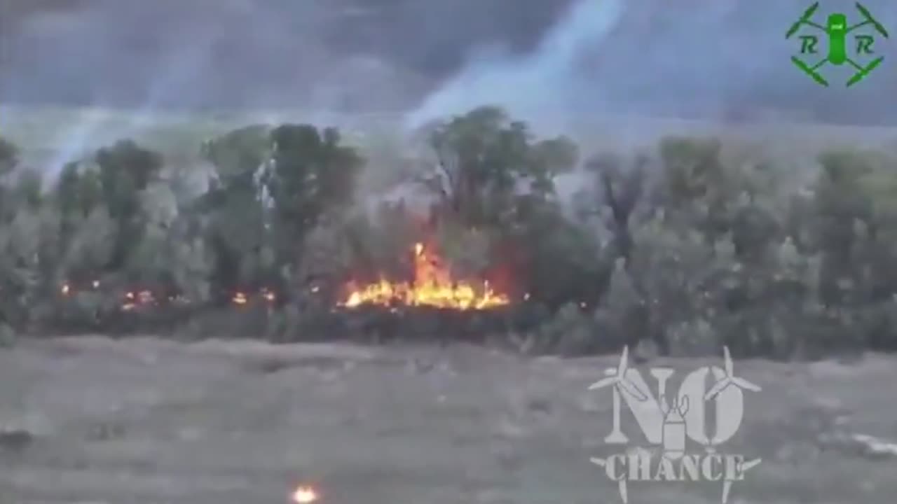 Ukraine uses flame thrower drone to burn Russians out of tree line