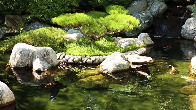 Relaxation - Sounds of Nature - Koi Pond Zen Garden Waterfall - 2 Hours