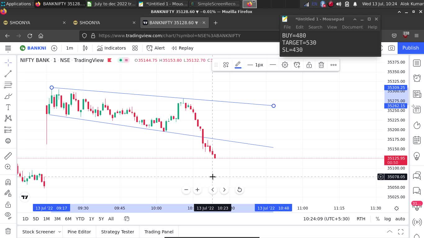 Bank Nifty Live Trading 13 July 2022 | Exited at break even