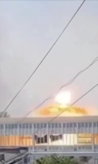 The moment a Russian cruise missile hits the Sports Palace in Kharkov