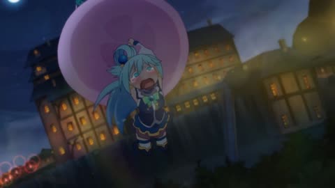Konosuba 2 - townspeople storming the hotel