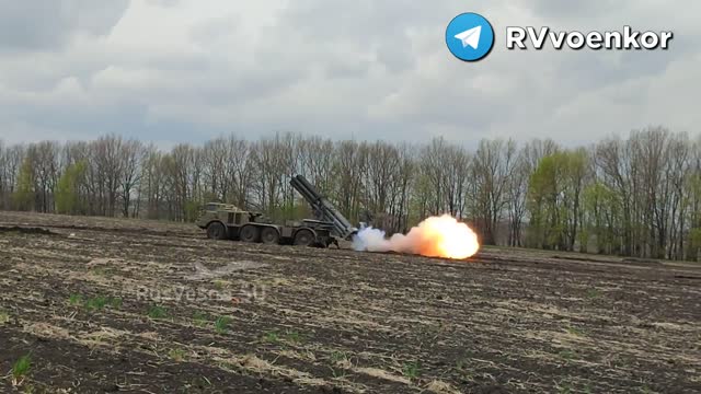 Russian BM-27 Uragon Firing