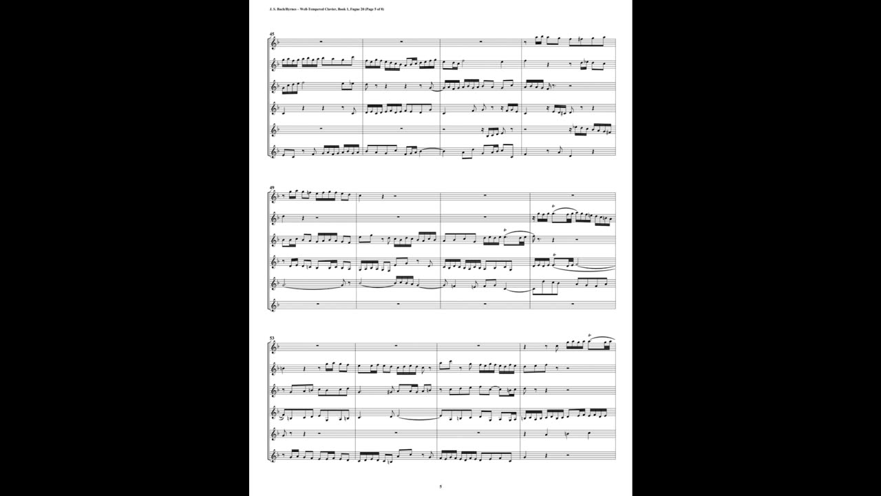J.S. Bach - Well-Tempered Clavier: Part 1 - Fugue 20 (Clarinet Sextet)
