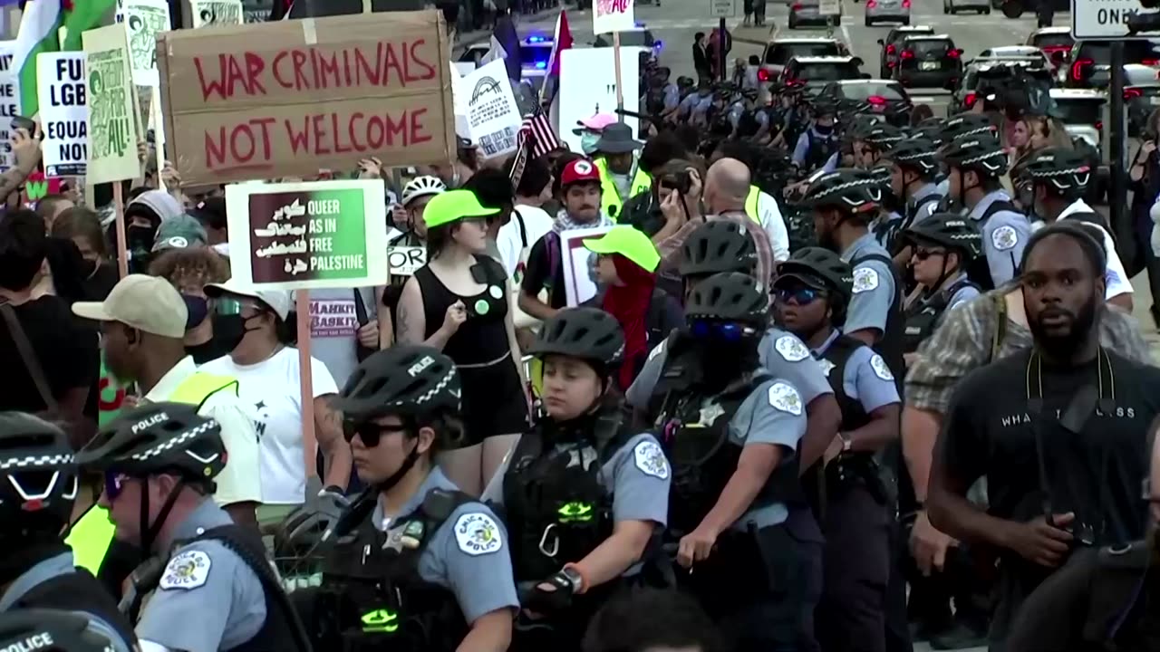 Pro-Palestinian protesters march through Chicago ahead of DNC