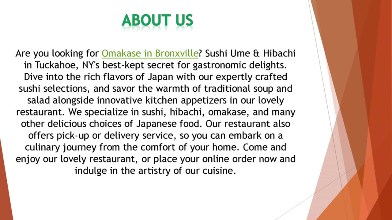 Are you looking for Omakase in Bronxville?