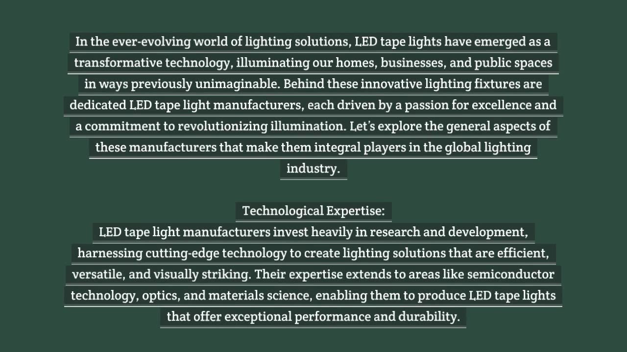 Spotlight on Leading LED Tape Light Manufacturers