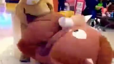Cute panda with crazy gorilla funny video