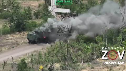FPV Drones Destroy a Kozak-2 Armored Personnel Carrier of the AFU