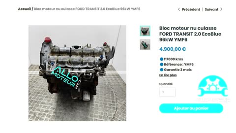 ALLOMOTEUR.COM - Bloc moteur nu culasse FORD TRANSIT 2.0 EcoBlue 96kW YMF6
