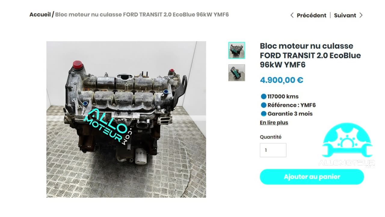 ALLOMOTEUR.COM - Bloc moteur nu culasse FORD TRANSIT 2.0 EcoBlue 96kW YMF6