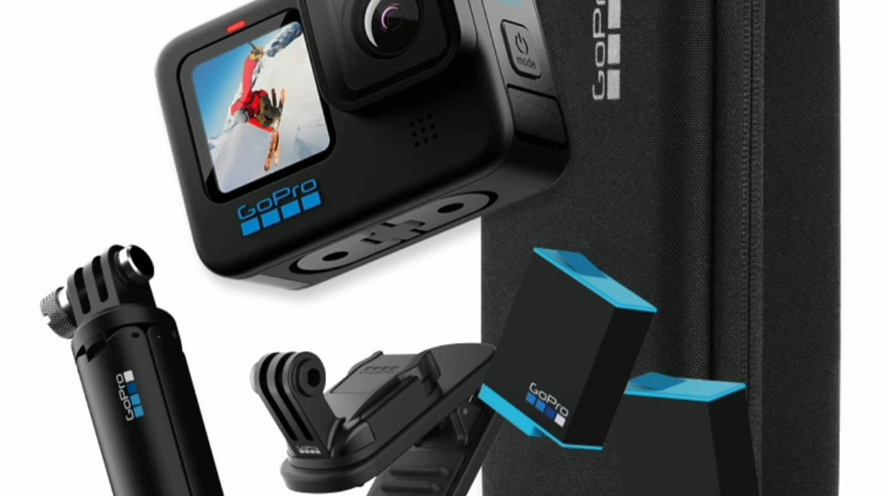 GoPro HERO10 Action Camera with Free Swivel Clip, Extra Battery and Tripod Shorty#viral