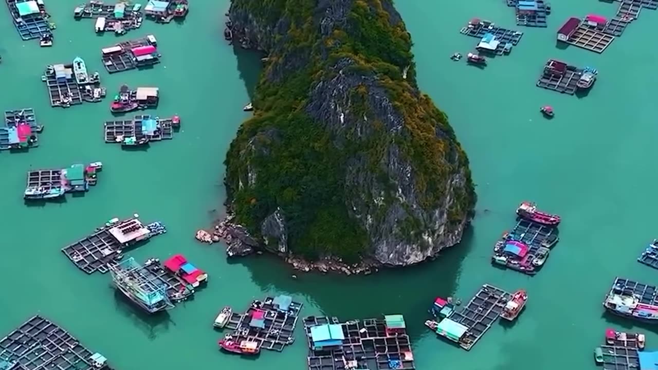 Fishing village on Cat Ba island, Vietnam.