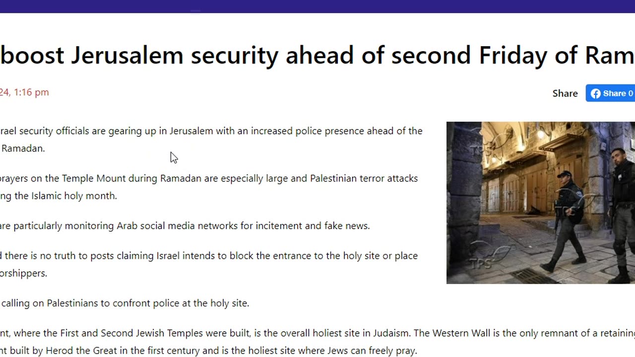 Temple Mount Warning: Police boost Jerusalem security ahead of second Friday of Ramadan - 3/22/2024!