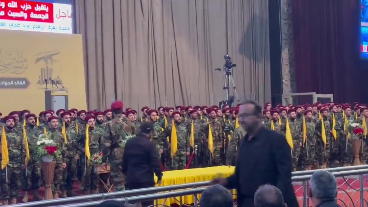 Preparations in the southern suburb of Beirut for the funeral ceremony