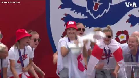 Thousands Celebrate England's Euros Win in London.