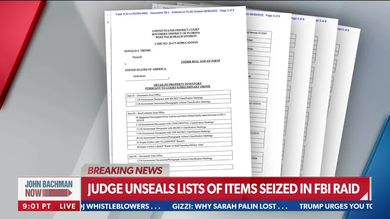 Judge Aileen Cannon unseals lists of items seized in FBI raid at Mar-a-Lago