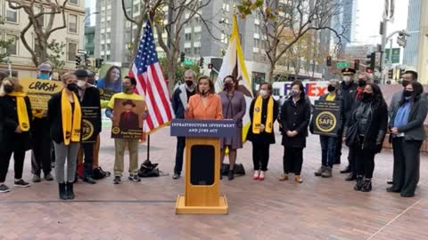 Protestor interrupts Nancy Pelosi in San Francisco: "Let's go Brandon! Woooooo!"