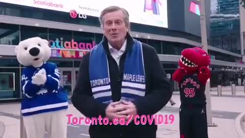 Mayor of Toronto promoting "kids vaccine day" alongside sports Mascots