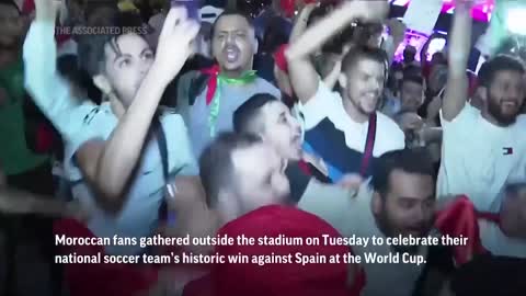 Moroccans celebrate historic World Cup win against Spain