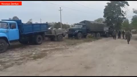 Russian LPR militias in the outskirt of Liman, seized Ukrainian trucks, freed civilians