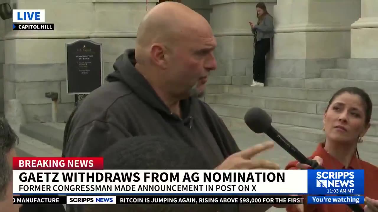 John Fetterman reacts to Matt Gaetz's announcement