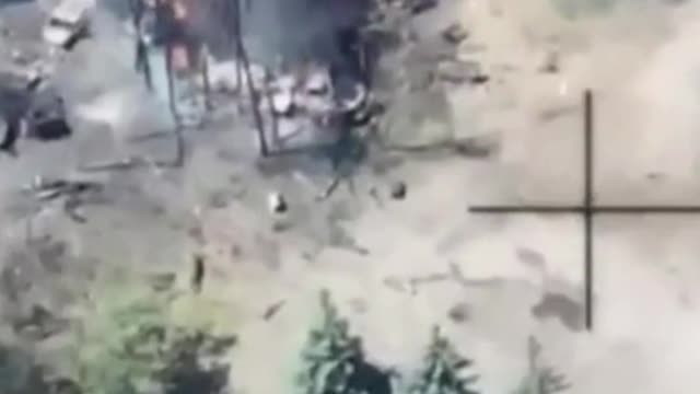 A base is turned into fiery wreck after airstrikes