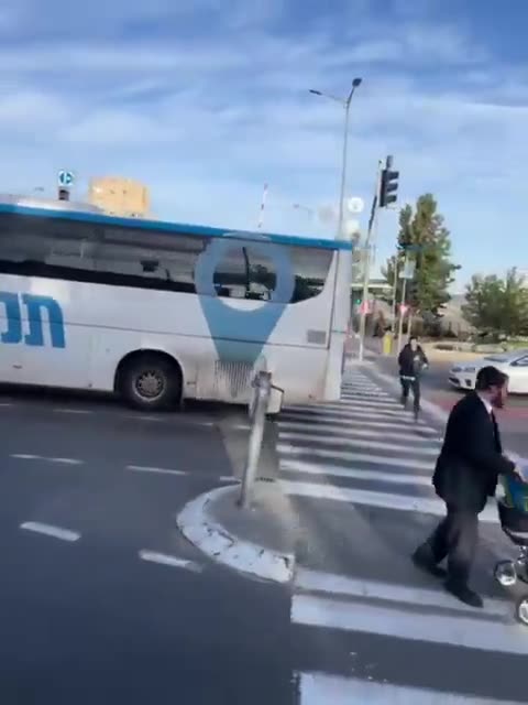 Video footage shows the attack at the entrance to Jerusalem this morning.