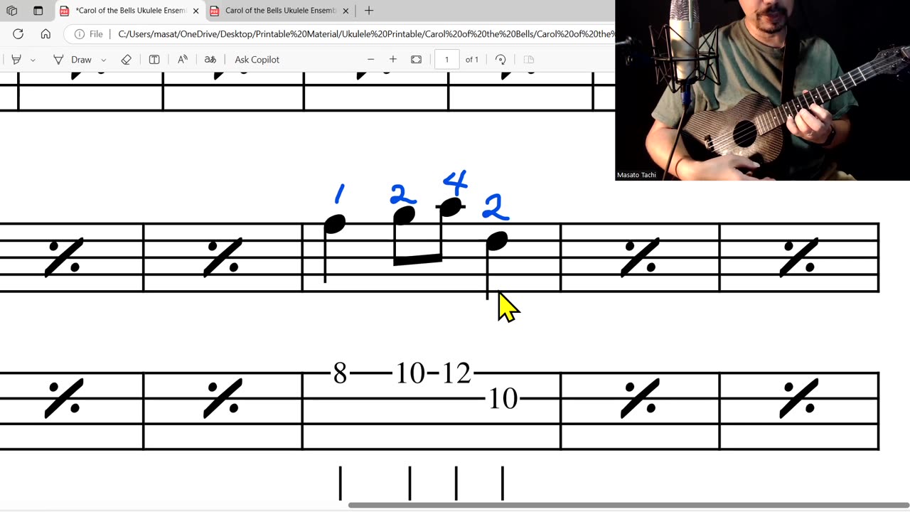 Carol of the Bell Ukulele Ensemble Part 1 Instruction