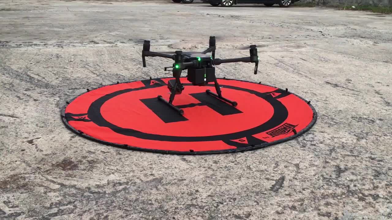 High end drone in flying over