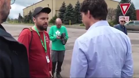 Justin Trudeau is eviscerated by a worker during a campaign stop.