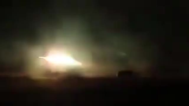 Ukrainian BM-21 Grad pattern MLRS firing towards Russian positions