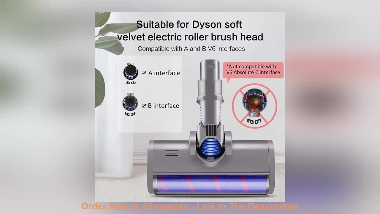 ☀️ Fluffy Floor Head Roller Brush for Dysons V6 A/B-Type Vacuum Cleaners Parts Rotatable Brush Tool