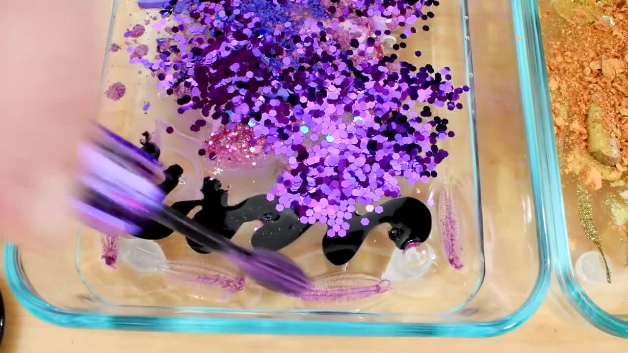 Purple vs Gold - Mixing Makeup Eyeshadow Into Slime! Special Series 142 Satisfyi