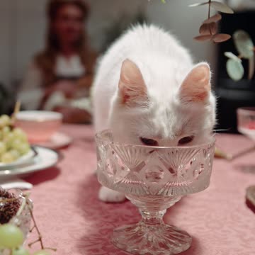 Cat thinks this table drink is for him.
