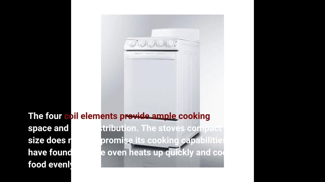Summit Appliance RE203W 20" Electric Range, 4 Coil Elements, White, 2.3 Cuft Oven Capacity, on...