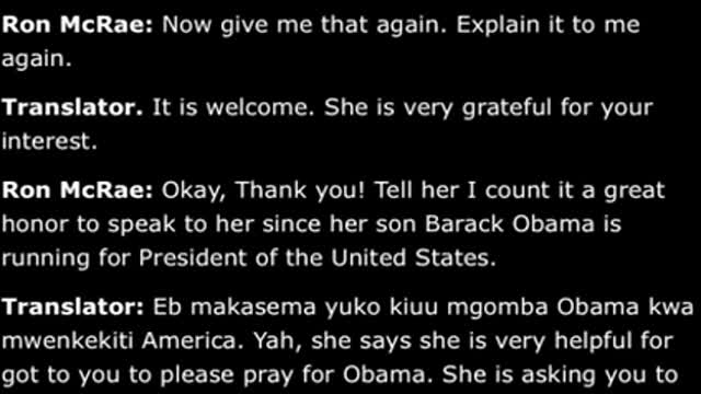 Obama Grandmother audio Barack Born in Kenya