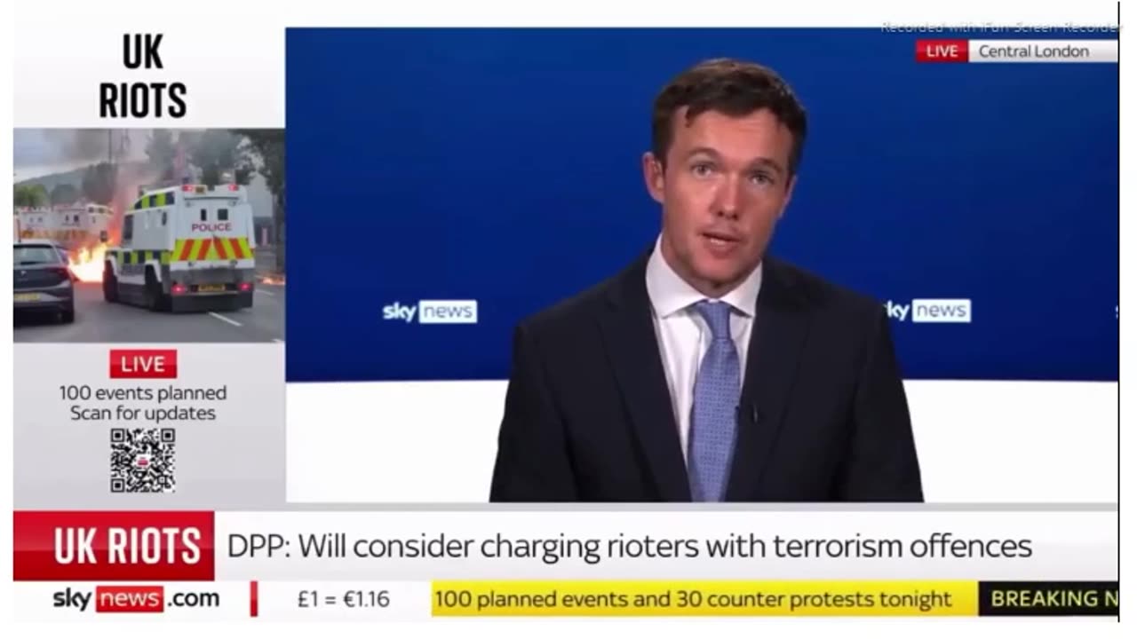 UK government 'scouring social media' to arrest people for sharing 'harmful' riot footage regardless of intent - 1 mins.