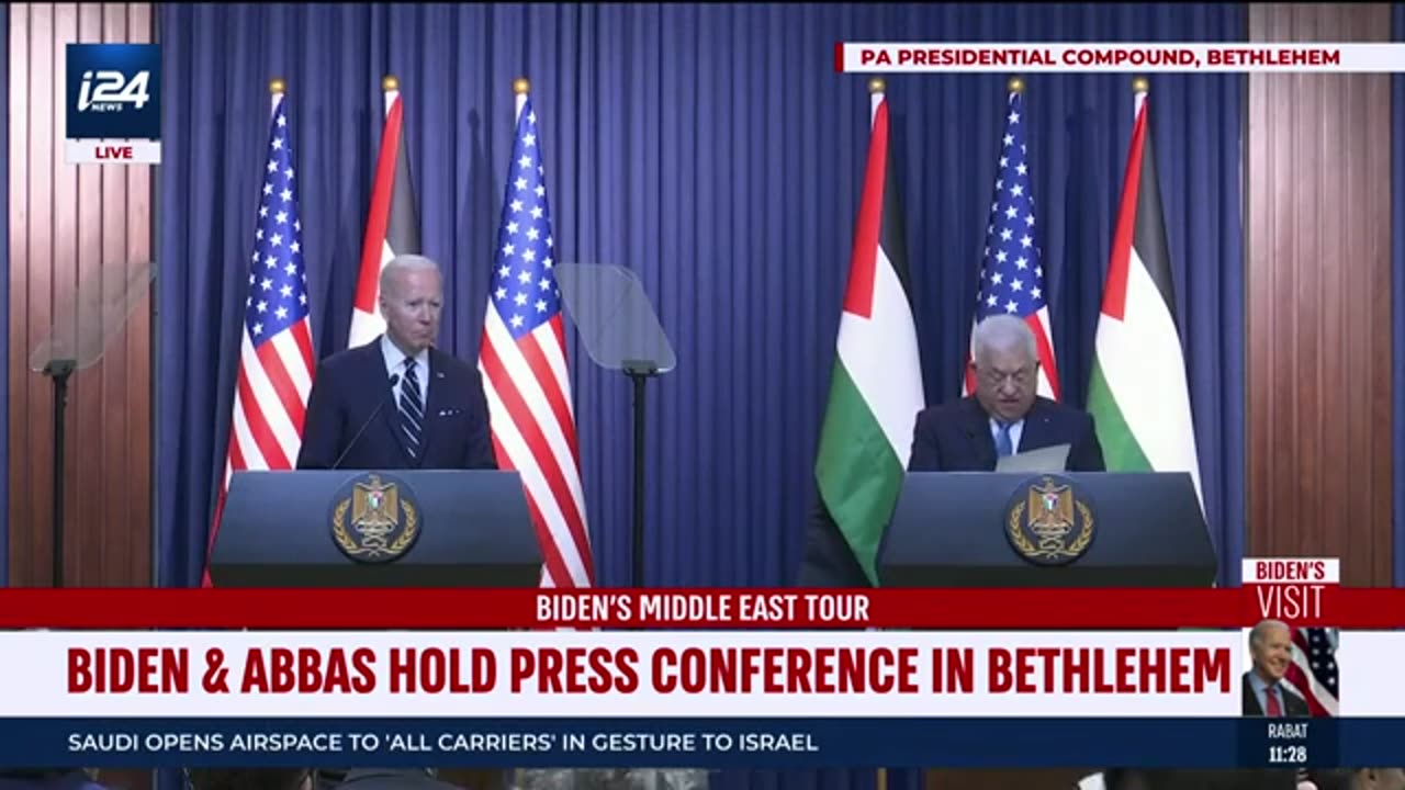 US President Biden meets PA President Abbas in the West Bank