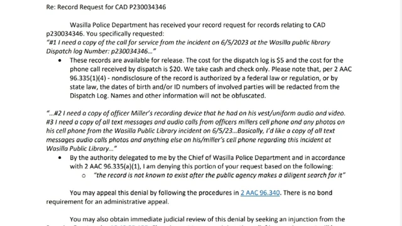Public records request UP Date/ Response