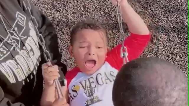 Boy Gets Stuck in Baby Swing