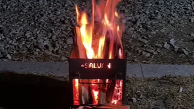 a brazier at the campsite