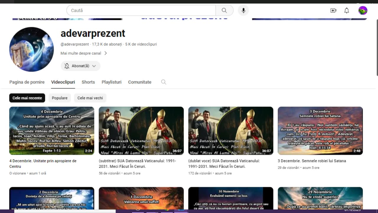 Canalul „adevarprezent” a fost șters!