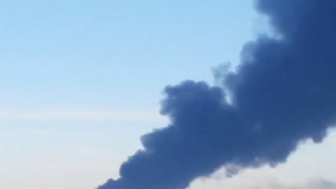 Ukraine War - Oil depot burning in Vasylkiv kyiv oblast