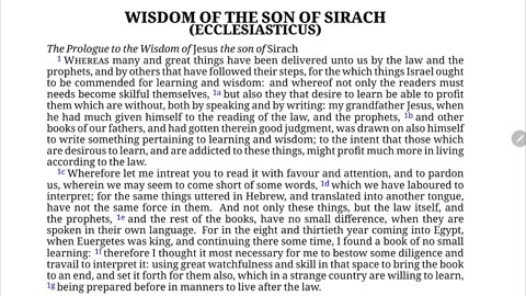 Introduction to the Book of the Wisdom of Sirach