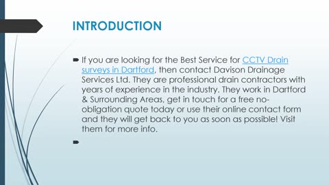 Get The Best CCTV Drain surveys in Dartford.