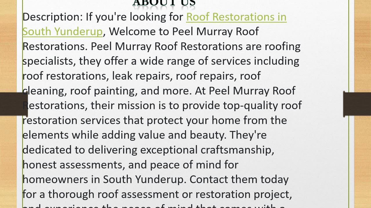 Roof Restorations in South Yunderup