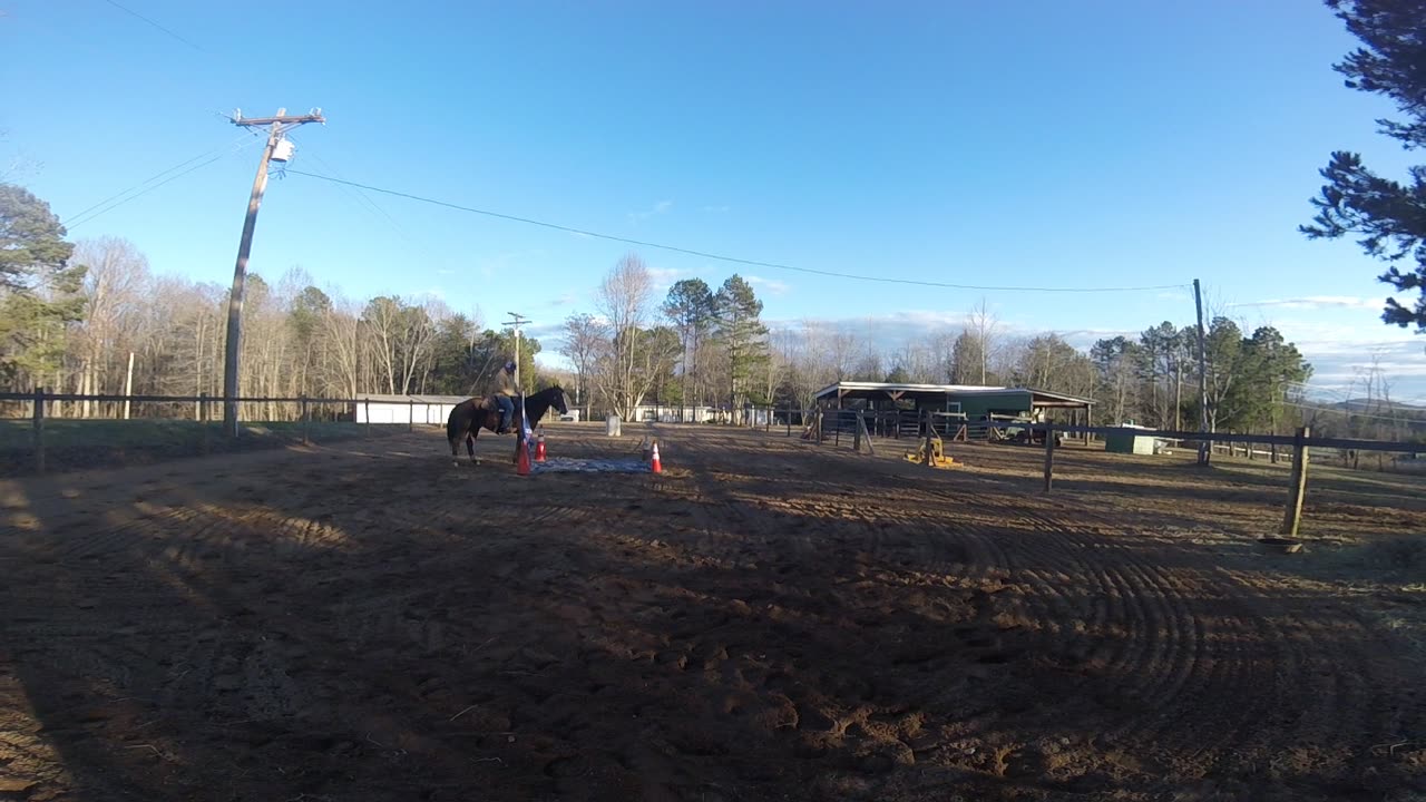 Part Time Cowboy - Cody and the tarp with flag