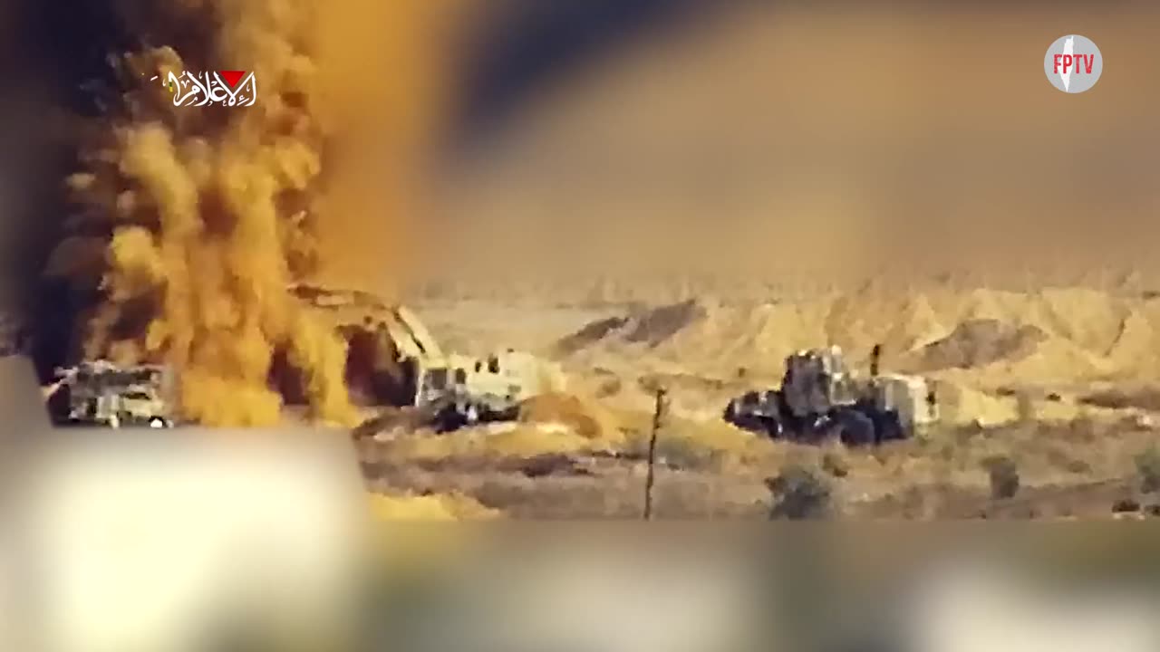 Al-Qassam detonating a tunnel opening to strike a Zionist force, Rafah, Palestine, 10 Oct 2024